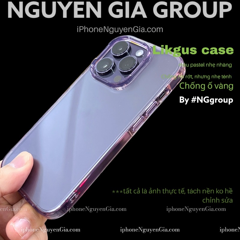 Ốp lưng iphone 15 pro max tím siu mỏng chống ố Likgus iPhone 14 pro max Ốp trong ip 13 pro max nguyễn gia group cao đạt
