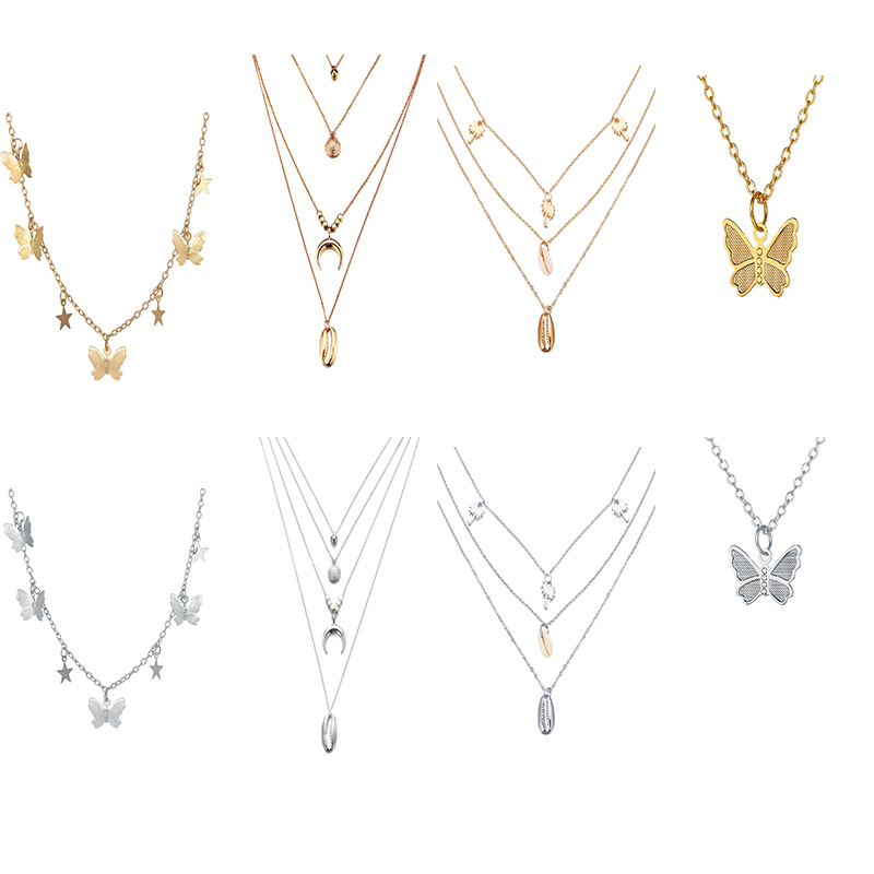 BUTTERFLY vòng cổ Kim Loại Hình Bướm Đính Ngọc Trai Nhân Tạo Thời Trang