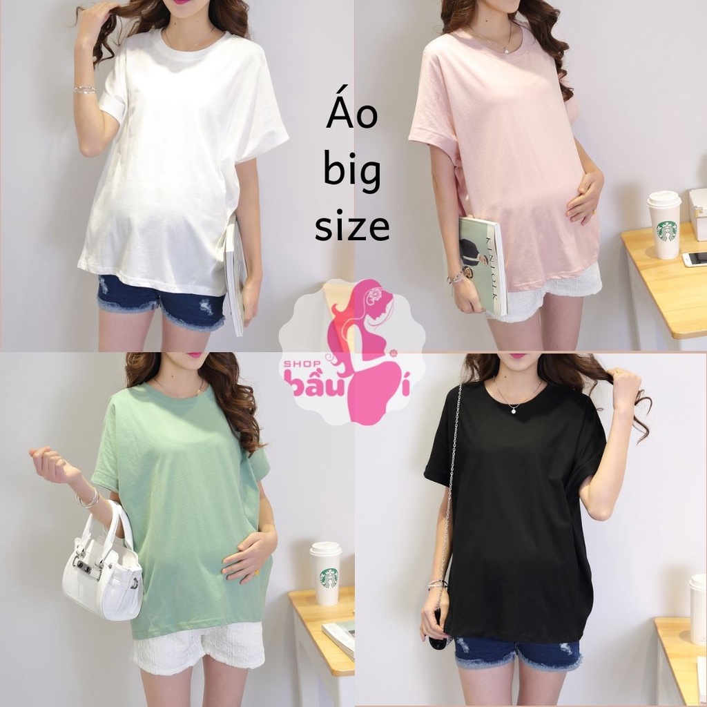 Áo bầu thun cotton siêu mềm đẹp và mát, HÀNG CHUẨN, dáng tay rơi trẻ trung phom rộng mặc tới bầu to - SBA175 Shop bầu bí