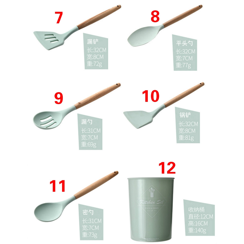 Thìa Silicone Cán Gỗ Chống Dính