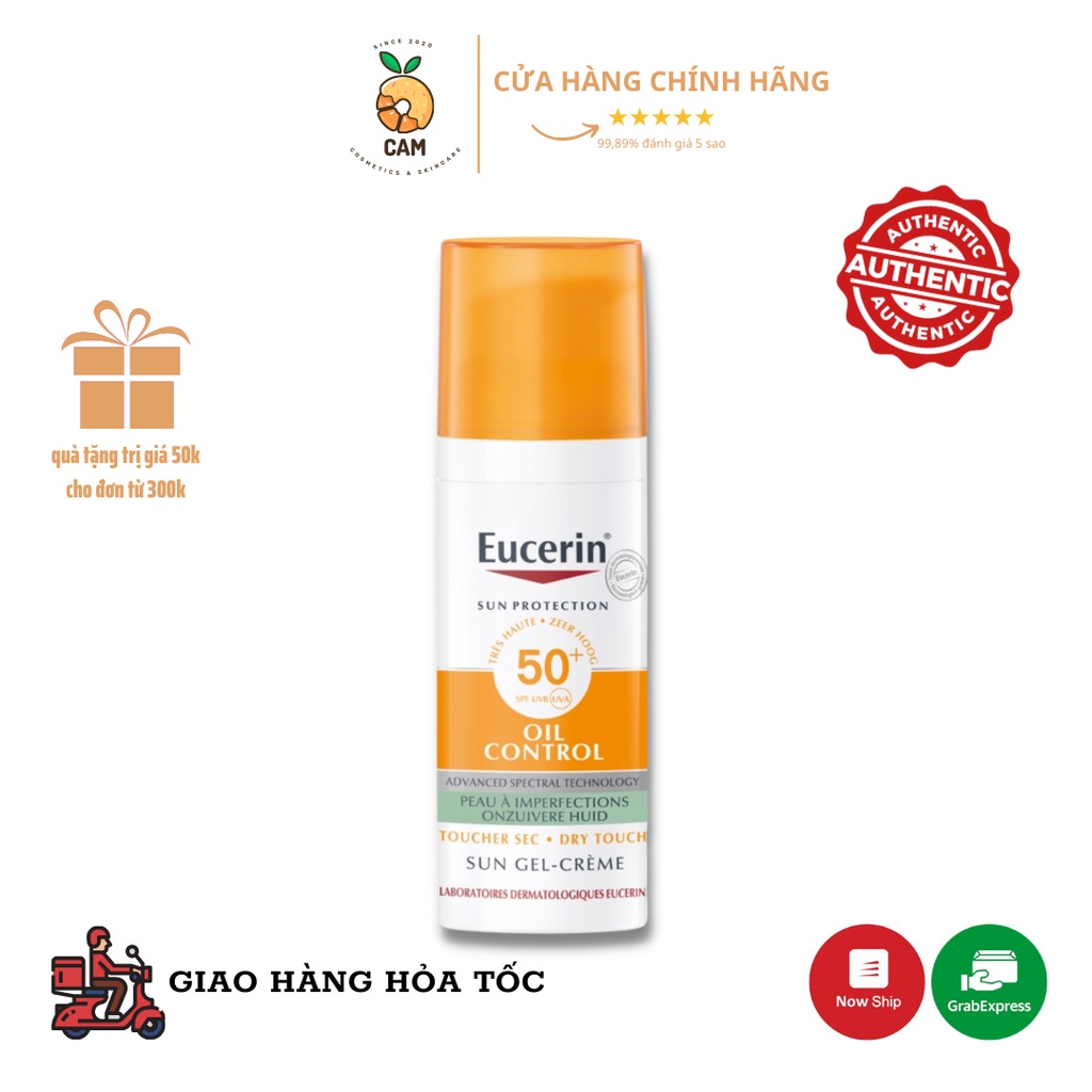 Kem chống nắng kiểm soát dầu Eucerin Sun Gel-Creme Oil Control Dry Touch SPF 50+ 50ML