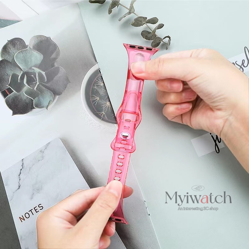 Dây Đeo Đồng Hồ Bằng TPU Trong Suốt Màu Kẹo Cho iwatch series 8 7 6 5 SE 4 3 2 45mm 41mm 44mm 40mm 38mm 42mm