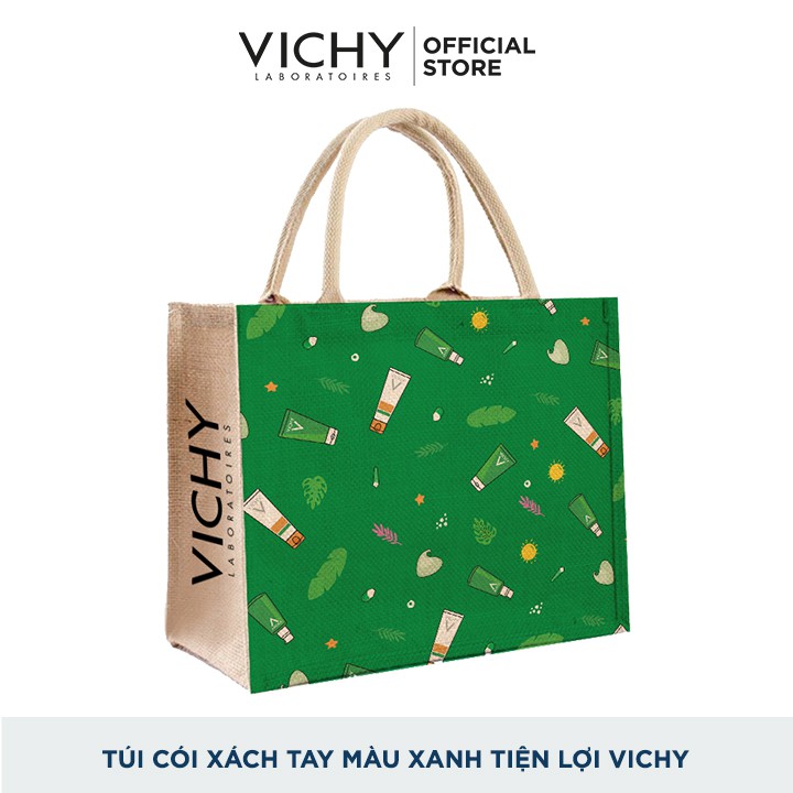 [HB GIFT][Hàng tặng không bán] Túi cói xách tay màu xanh tiện lợi Vichy