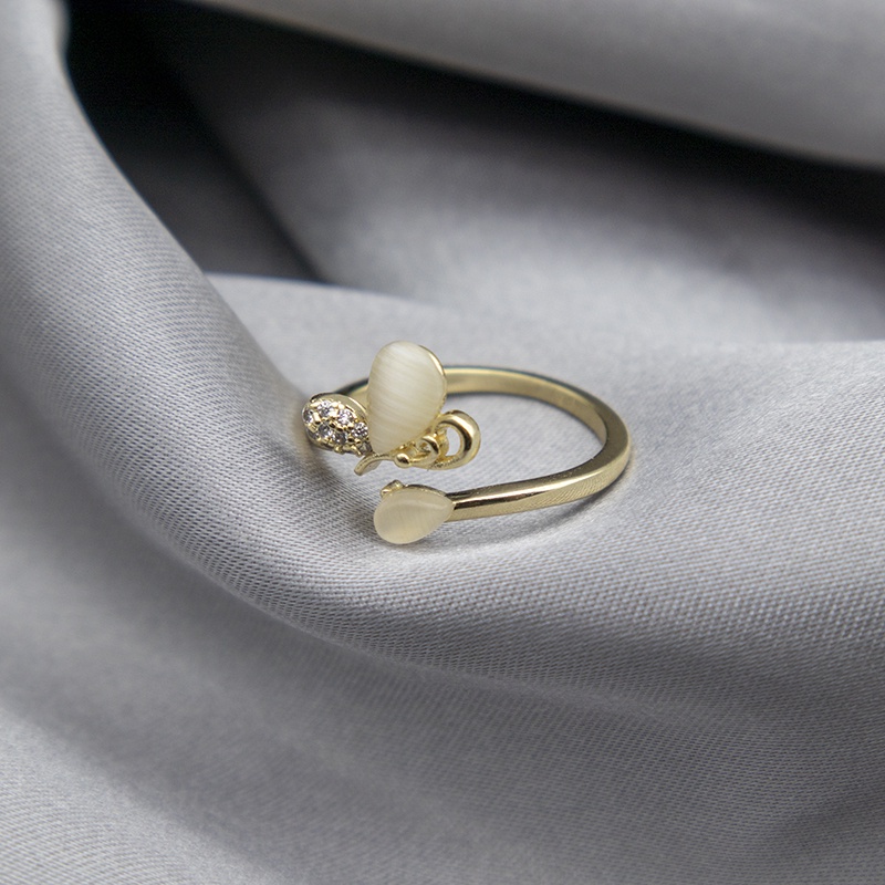 Nhẫn hở đính đá mắt mèo phong cách Hàn Quốc thời trang sang trọng cho nữ