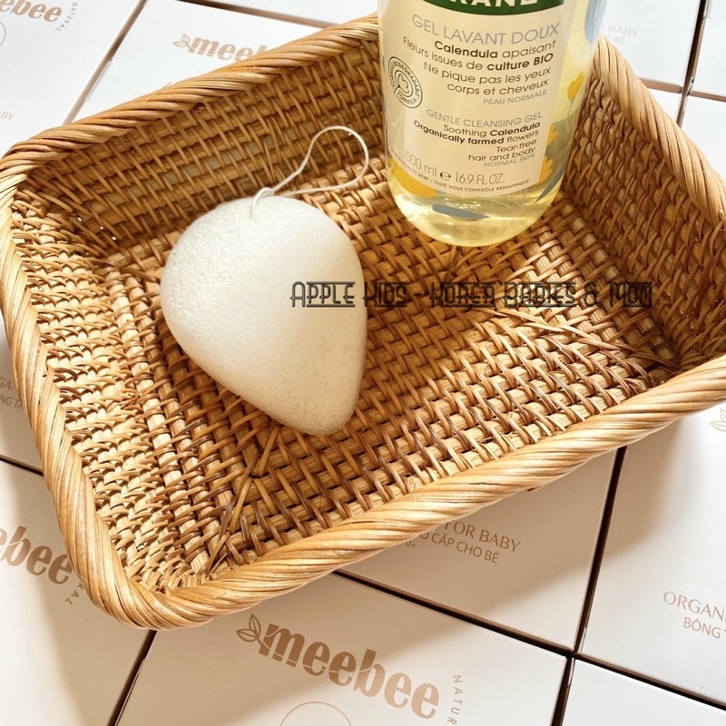 [ Sẵn] Bông tắm Meebee Organic siêu tạo bọt siêu tiết kiệm khi tắm bé