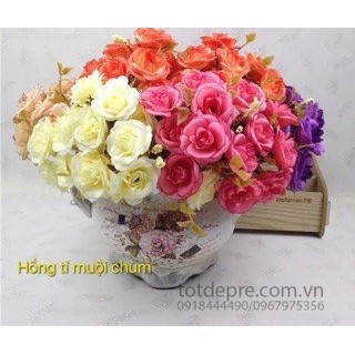 Bó hoa hồng tỉ muội bằng lụa