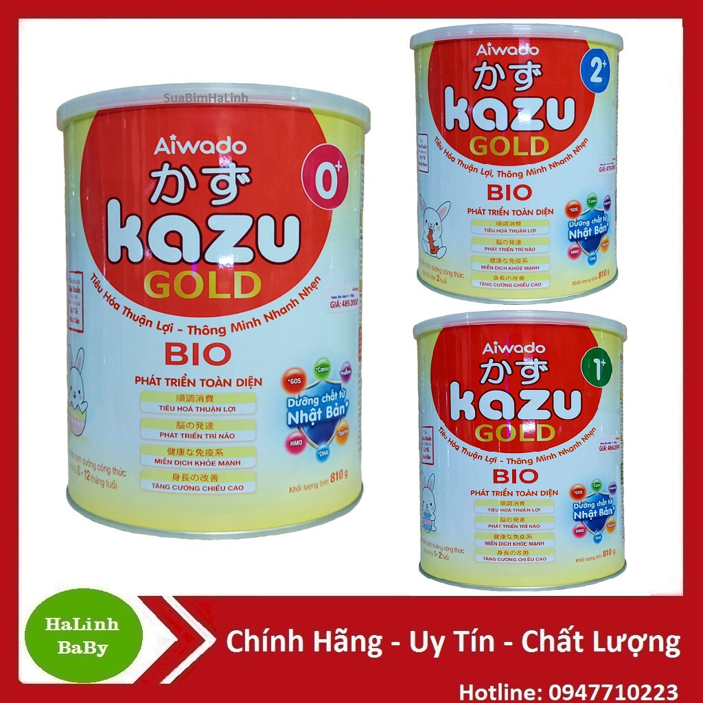 Sữa Kazu gold Bio đủ số 0+ 1+ 2+ 810g [Date 2025]