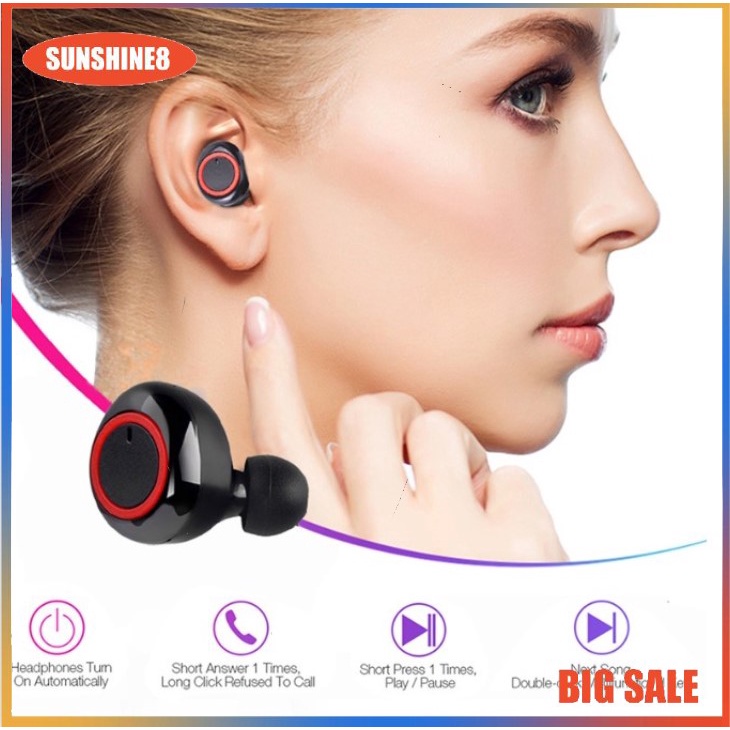 Y50 Tai nghe nhét tai thể thao không dây TWS bluetooth 5.0 chống thấm nước IPX7 mini âm thanh nổi nhỏ gọn