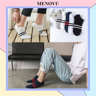 Combo 3 đôi tất lười nam Menovu ngắn cổ kẻ ngang thời trang TN06