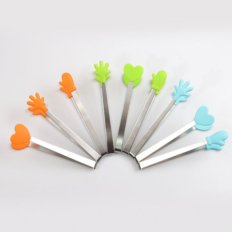 Kìm kẹp gắp đồ ăn cho bé bọc silicon tiện dụng đáng yêu Kẹp Gắp Đá Bằng silicone Và Thép Không Gỉ
