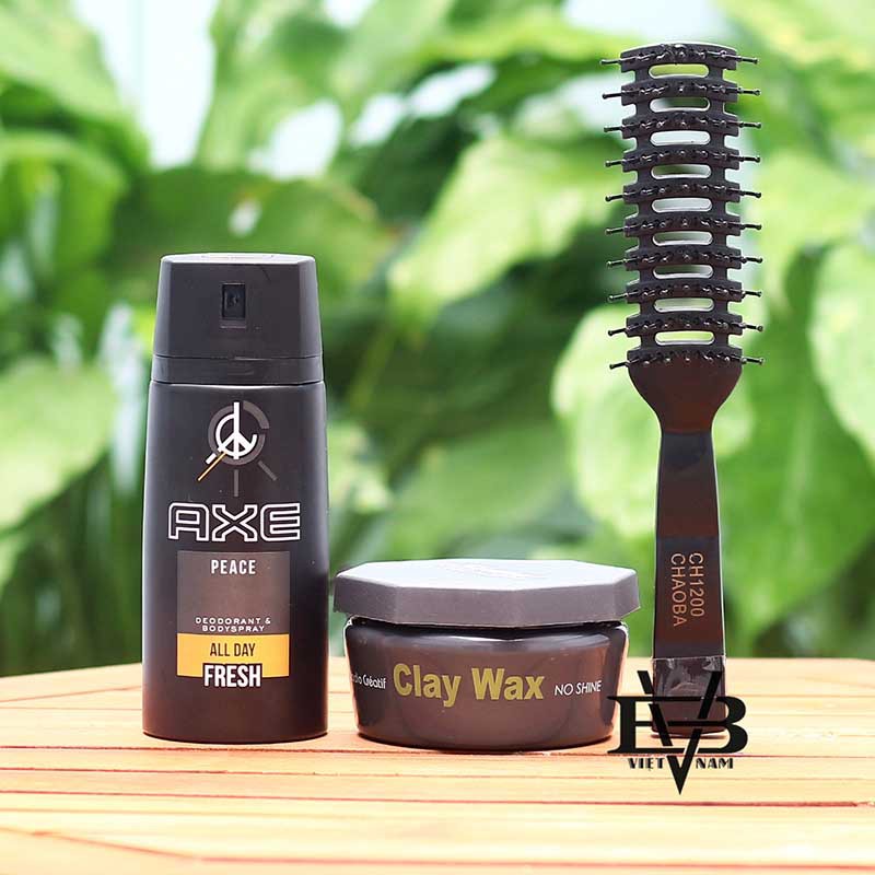 [CHÍNH HÃNG - BYVILAIN SHOP TPHCM] sản phẩm sáp vuốt tóc nam Clay Wax + Xịt khử mùi toàn thân AXE 150ml - Tặng kèm lược