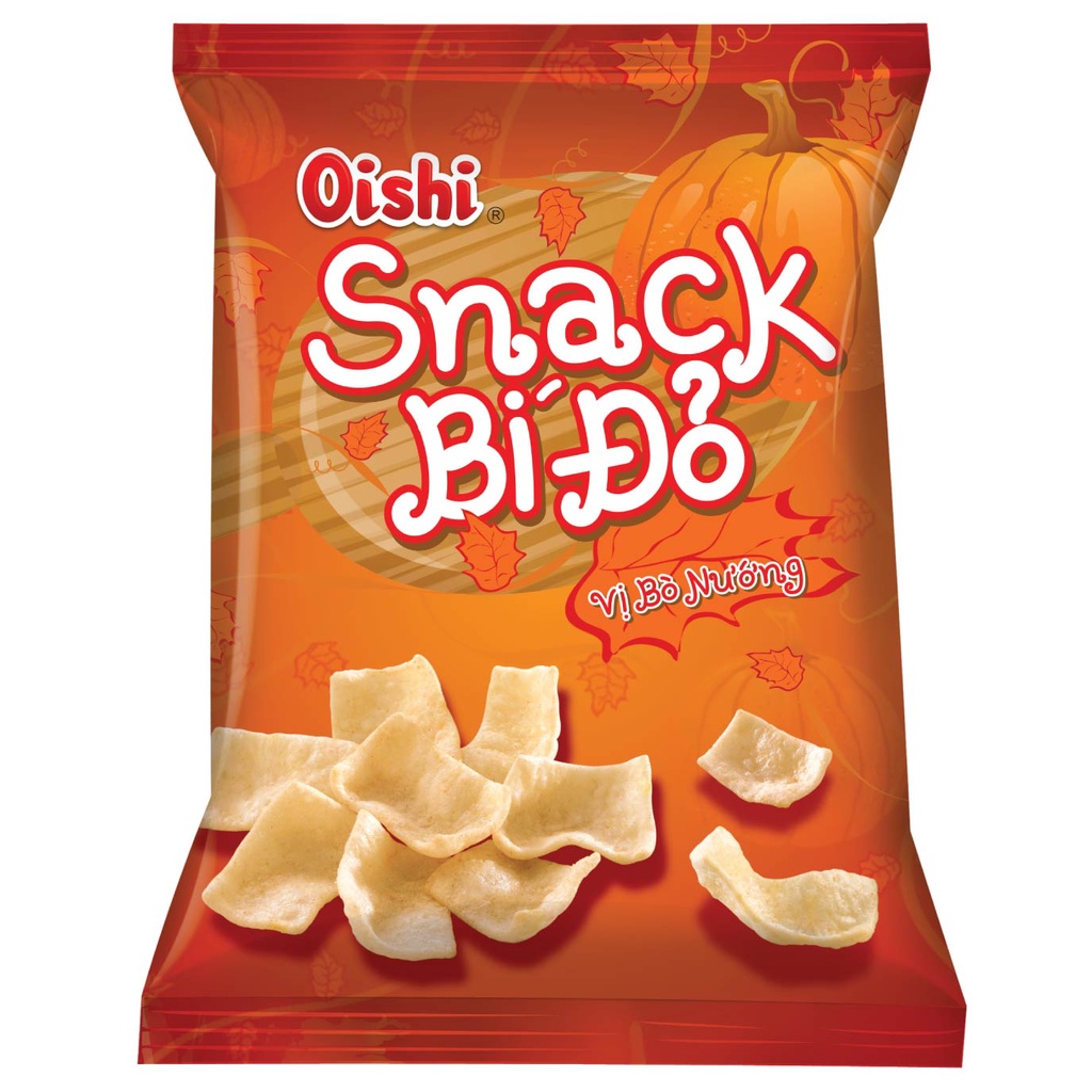 Combo 12 gói Oishi Snack Bí Đỏ Vị Bò Nướng (75g/ gói)