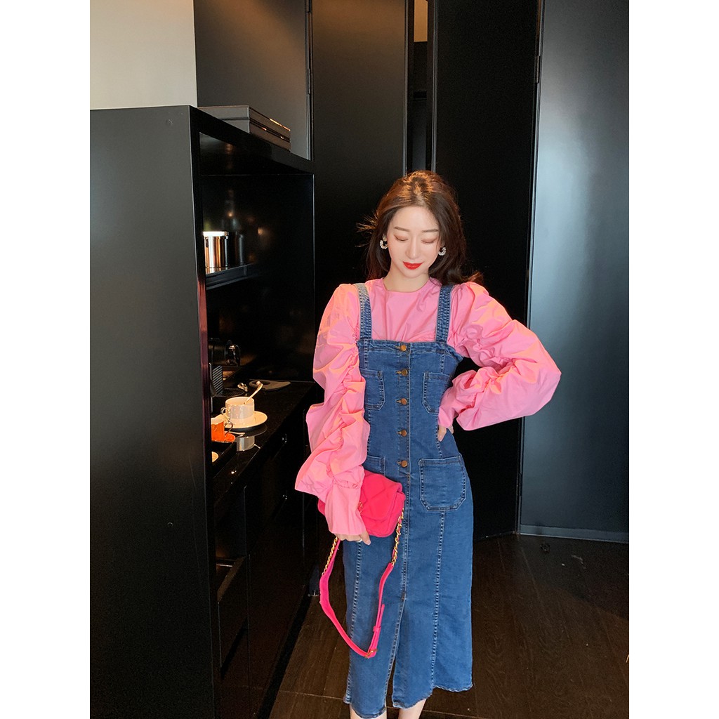 Yếm jean body 1 hàng nút