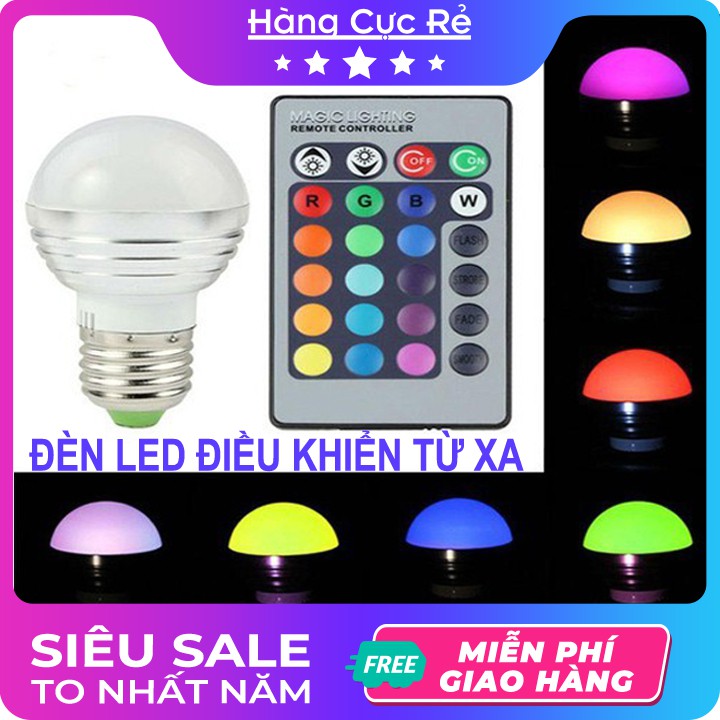Bóng đèn led đổi màu có remote điều khiển từ xa 🚀FREESHIP🚀 Đèn trang trí có nhiều màu siêu sáng - Shop Hàng Cực Rẻ