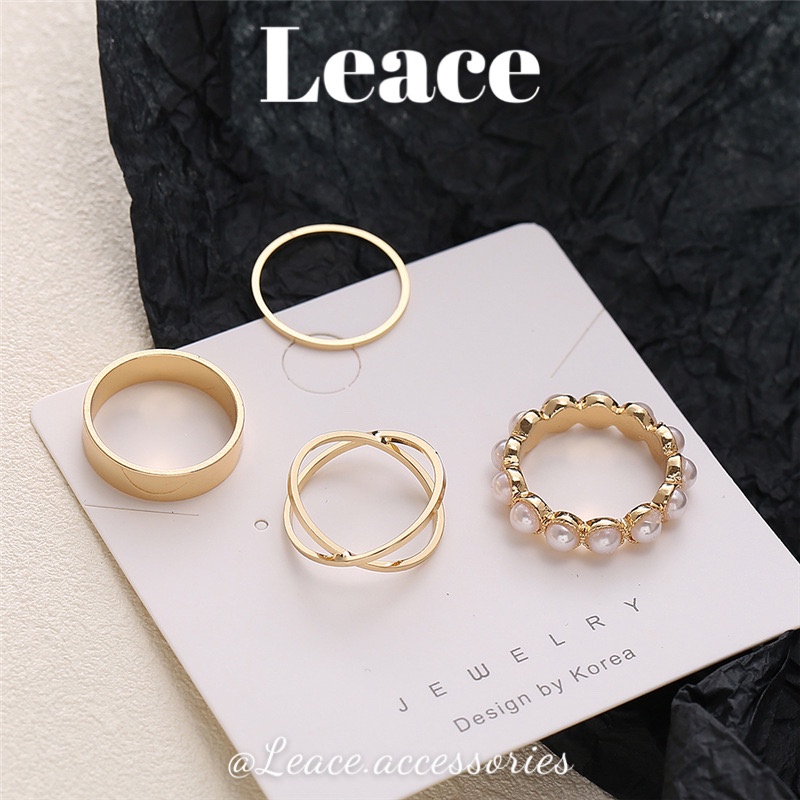 Set nhẫn, bộ nhẫn 4 chiếc cá tính phong cách Hàn Quốc R005,006 Leace.accessories