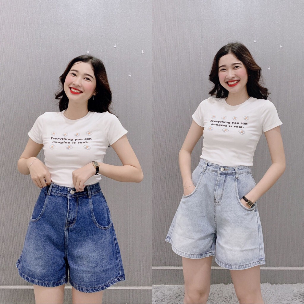 Quần Short Jean ngố - lửng cạp cao ống rộng An Đông | BigBuy360 - bigbuy360.vn