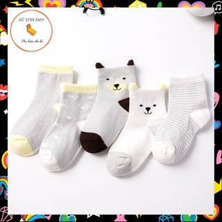 Set 5 đôi tất cao cổ dễ thương cho bé chất liệu cotton