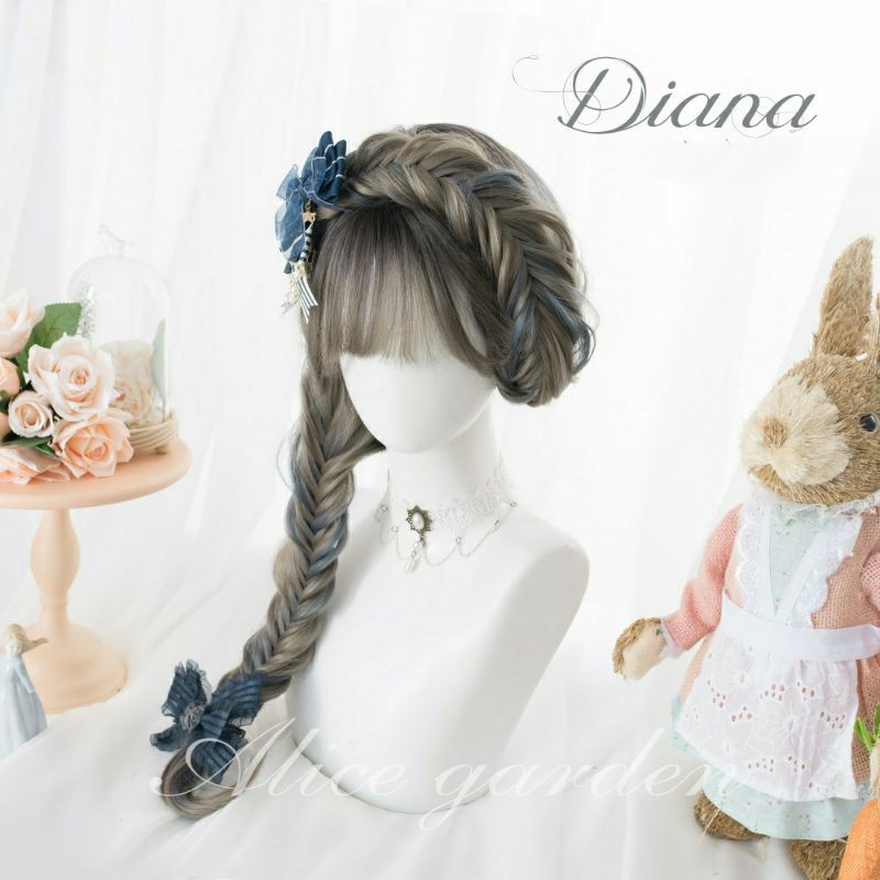 Wig teen/lolita/cosplay A2104 trà pha xanh khói