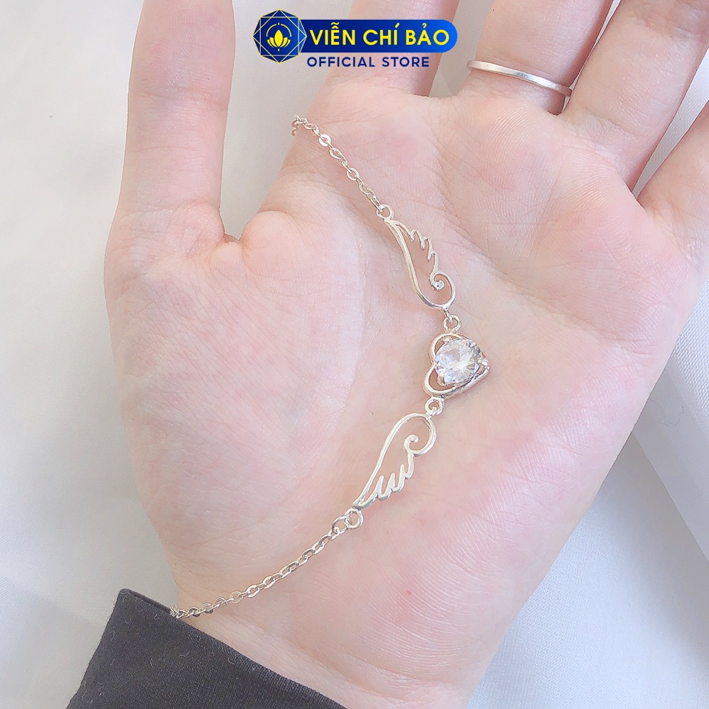 Dây chuyền bạc nữ hình cánh thiên thần mix đá nhiều màu bạc 925 thời trang phụ kiện trang sức nữ Viễn Chí Bảo D400127