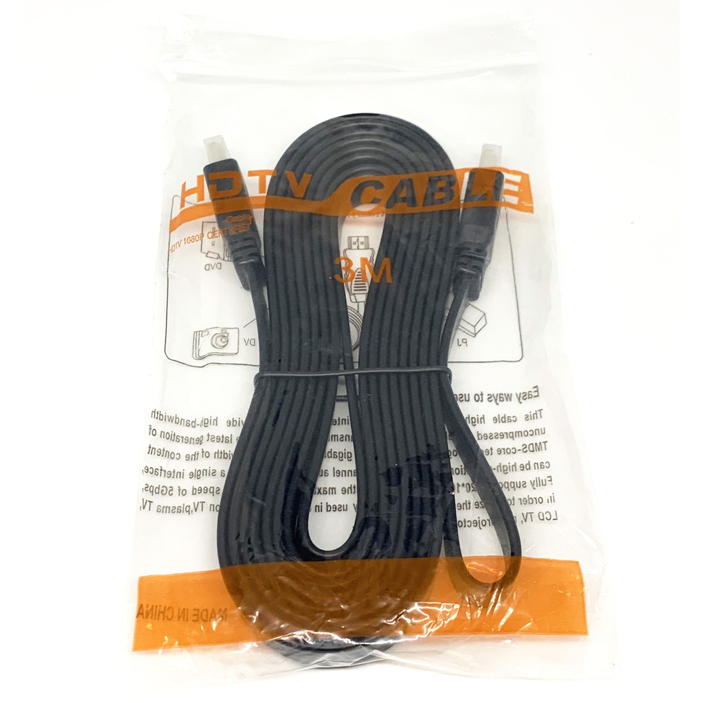 Dây Cáp Hdmi 3m Dẹt Đen ARIGATO Đảm Bảo Dẻo Dai Bền Bỉ. | BigBuy360 - bigbuy360.vn