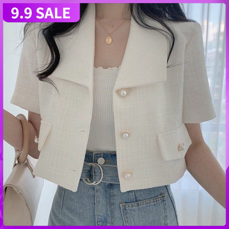 Áo Khoác Vest Tay Ngắn Dáng Rộng Phong Cách Hàn Quốc Thời Trang Xuân Hè Mới 2020 Cho Nữ