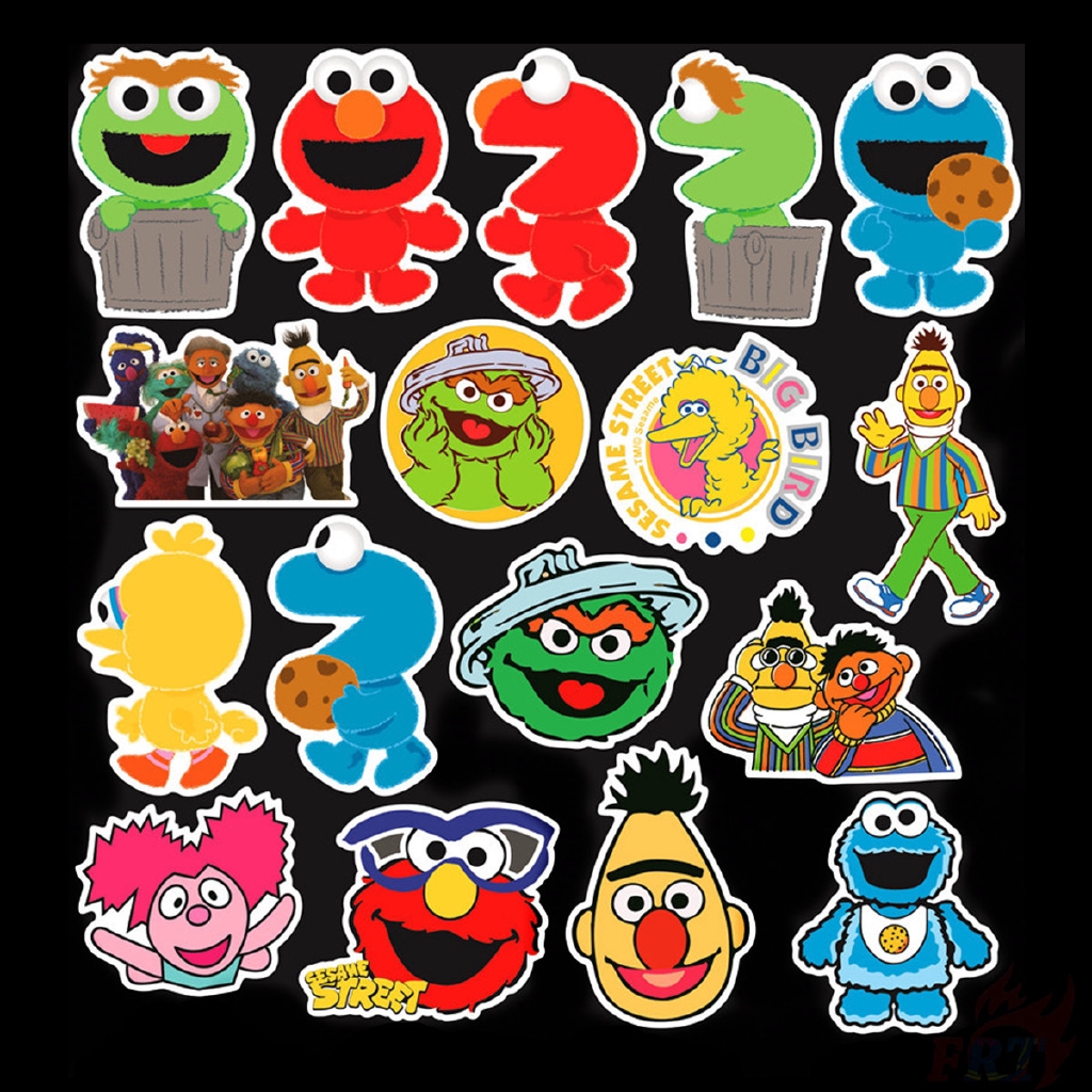 Bộ 50 miếng hình dán họa tiết hoạt hình Sesame street chủ đề 02 chống thấm nước DIY