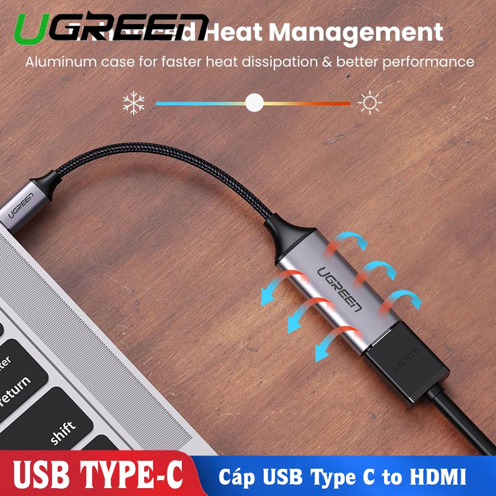 Cáp chuyển đổi USB Type C to HDMI hỗ trợ 4K@60Hz Ugreen 70444