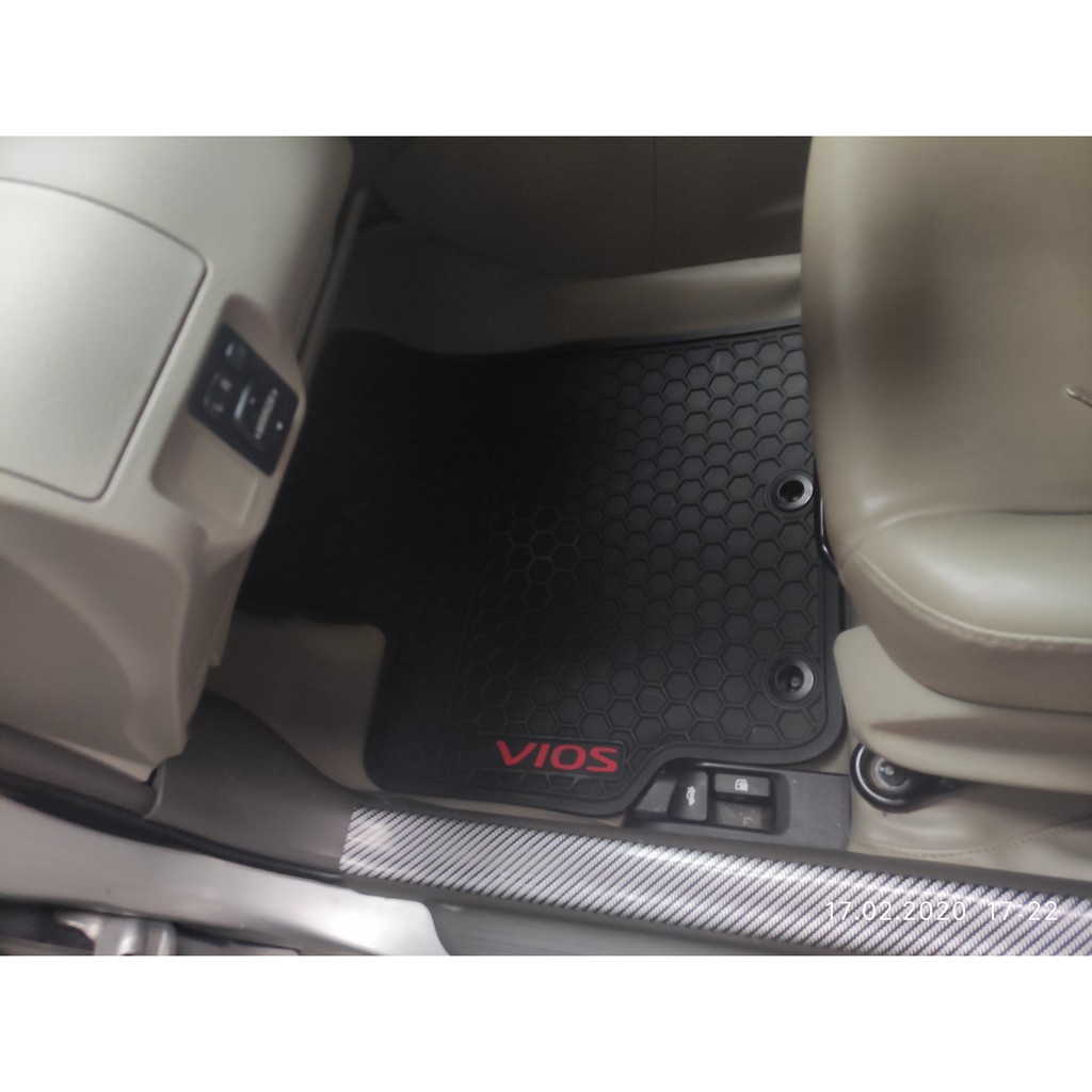 Thảm Lót Sàn Cao Su Cho Xe Toyota Vios 2014 đến 2022 - hàng không mùi , cao su đúc, vừa form xe, dễ vệ sinh