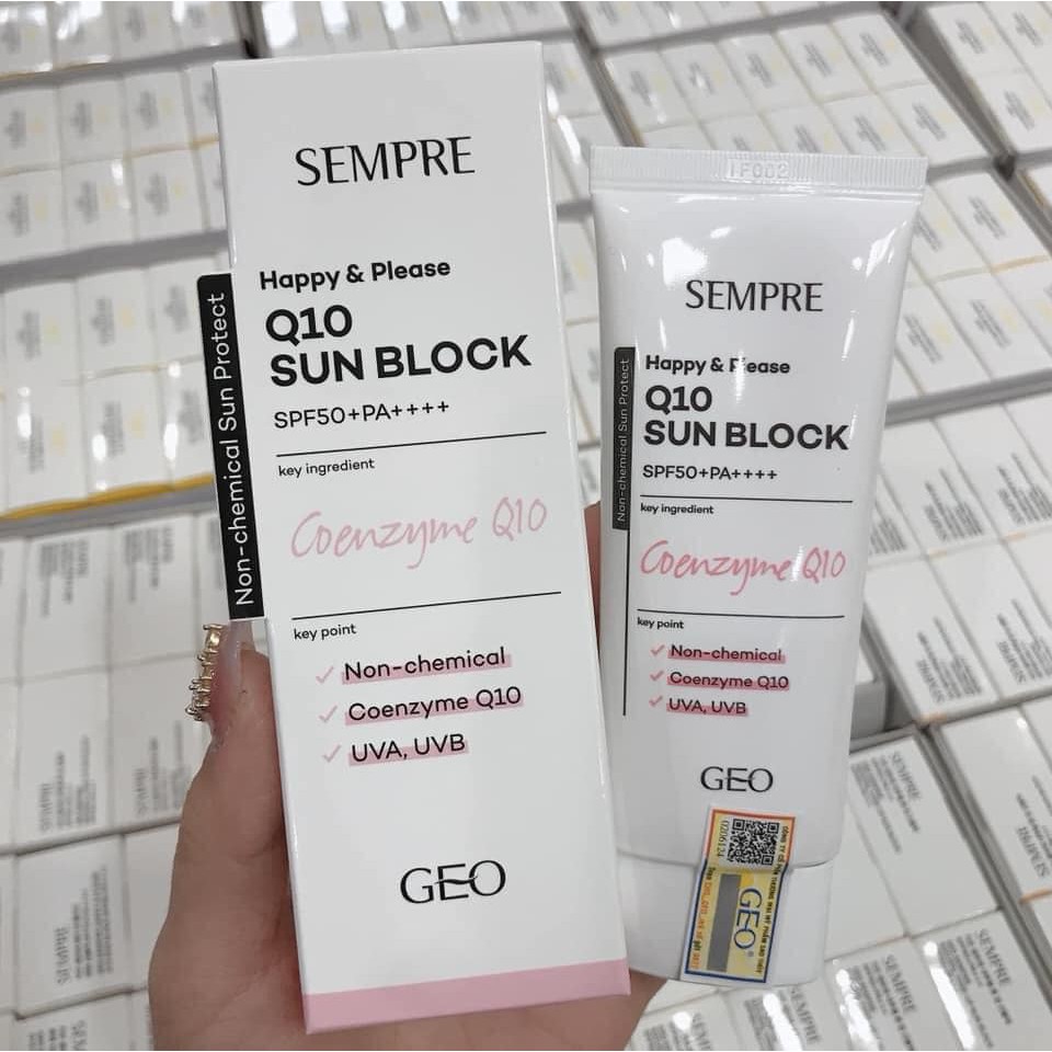 Kem Chống Nắng Geo Lamy Happy & Please Q10 Sun Block SPF50+ PA 100ml