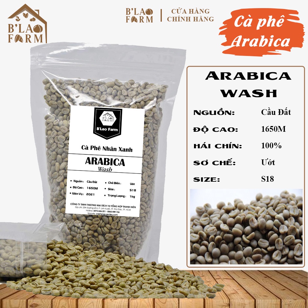 [Cà Phê Nhân Xanh Arabica wash]  𝐆𝐈𝐀́ 𝐒𝐢̉  Cafe Sạch - Chín Cây 99%  - Chế Biến Ướt - Coffee Nhân Sống Arabica Cầu Đất