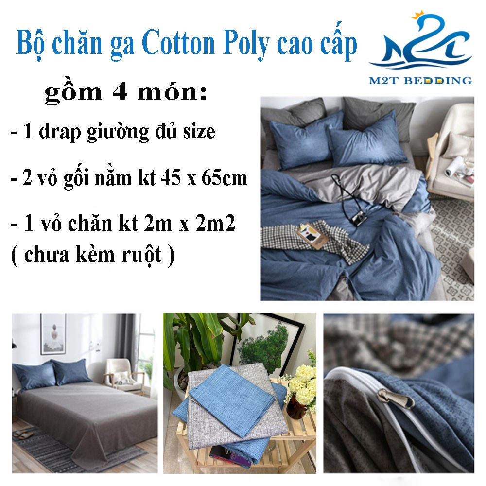 Bộ chăn ga gối Cotton Poly M2T Bedding drap giường Hàn Quốc miễn phí bo chun ga giường bọc đệm