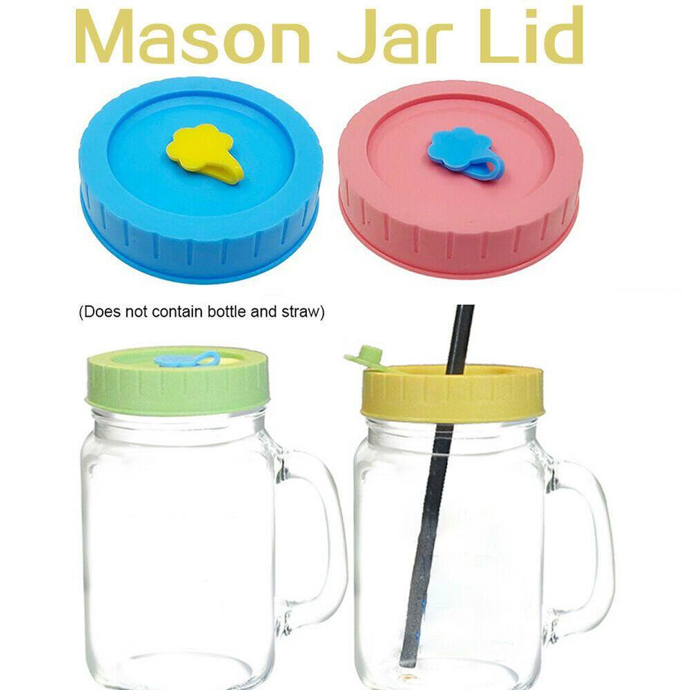LEISURE Set 1 / 4 Nắp Đậy Hũ Đựng Thực Phẩm Bằng Nhựa Hình Mason Dễ Thương