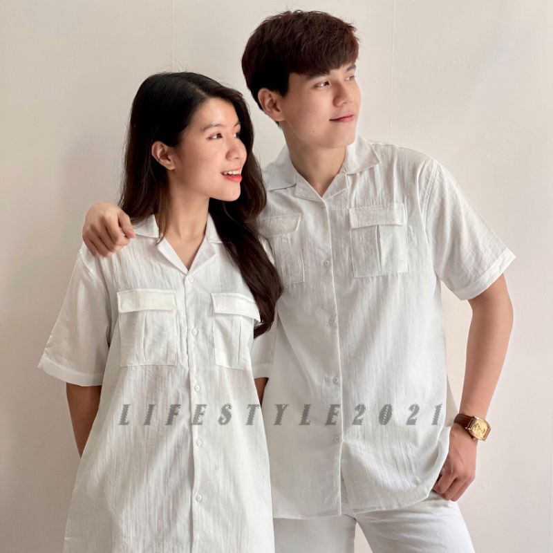 Áo sơ mi nam tay ngắn vải đũi unisex form rộng thoáng mát style hàn quốc | BigBuy360 - bigbuy360.vn