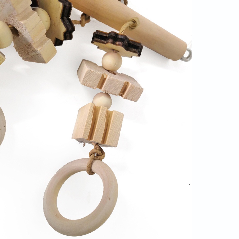 Đồ chơi nhai gặm hình khối gỗ màu xám cho chim vẹt