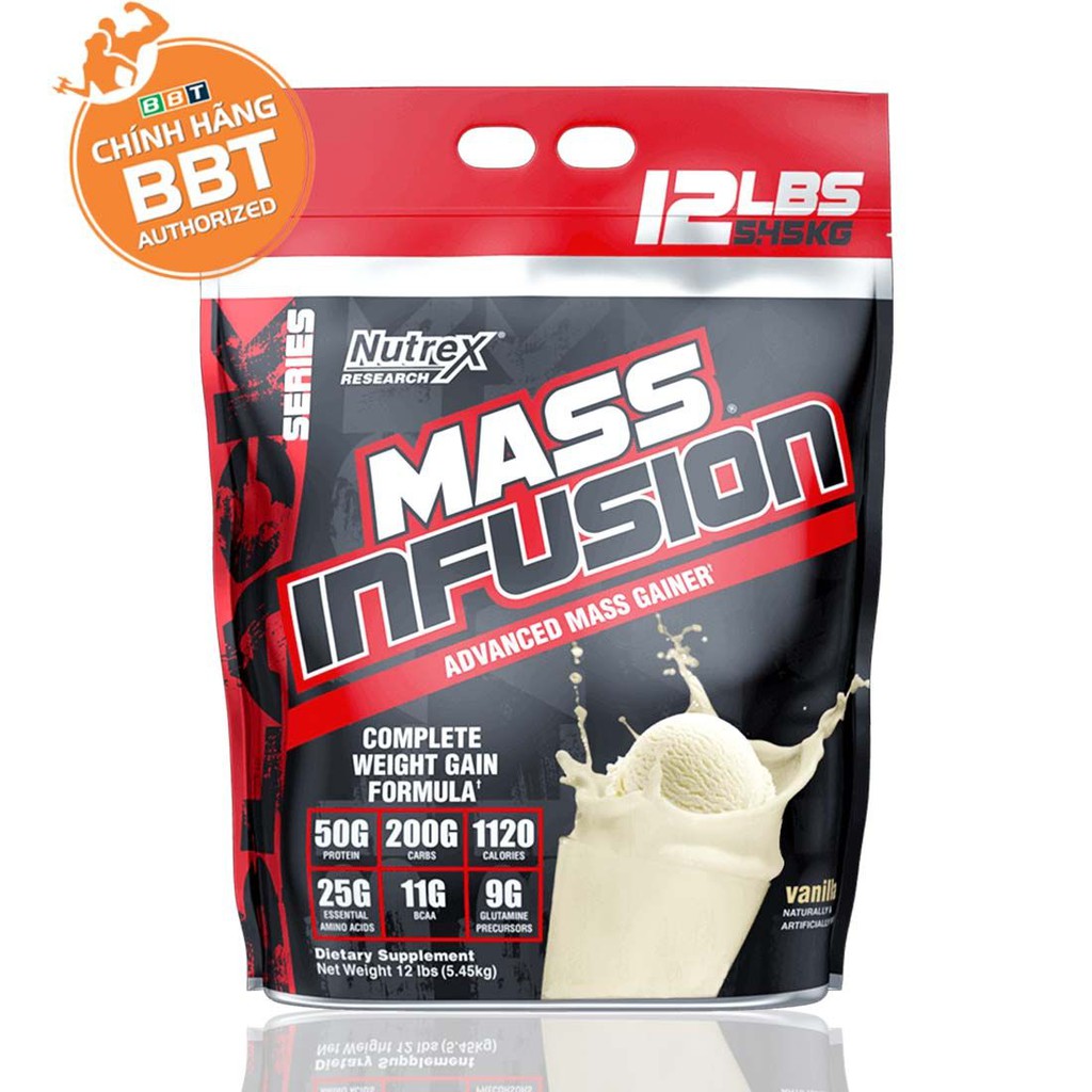 [SALE SẬP SÀN] NUTREX MASS INFUSION - TĂNG CÂN -TĂNG CƠ - BỊCH LỚN 5.45KG 19 LẦN DÙNG