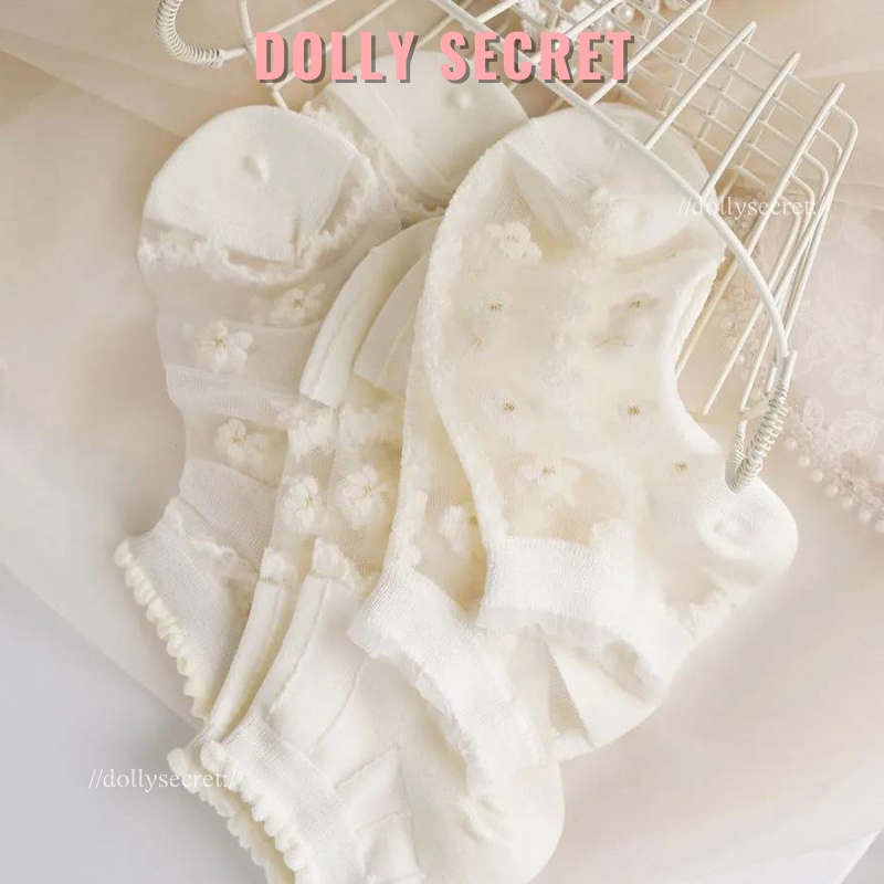 Set 5 đôi tất vớ công chúa voan tuyết phối cổ ngắn phong cách Lolita đáng yêu DOLLY SECRET T14