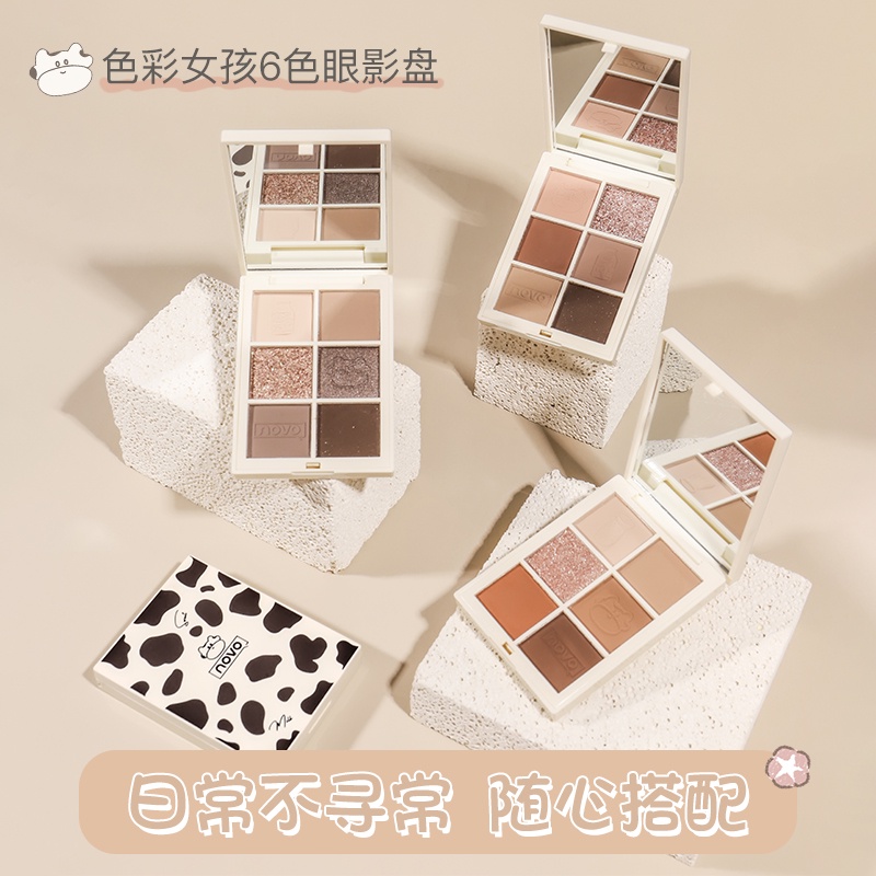 Bảng Phấn Mắt NOVO 6 Màu Lấp Lánh Chống Thấm Nước NO.5581