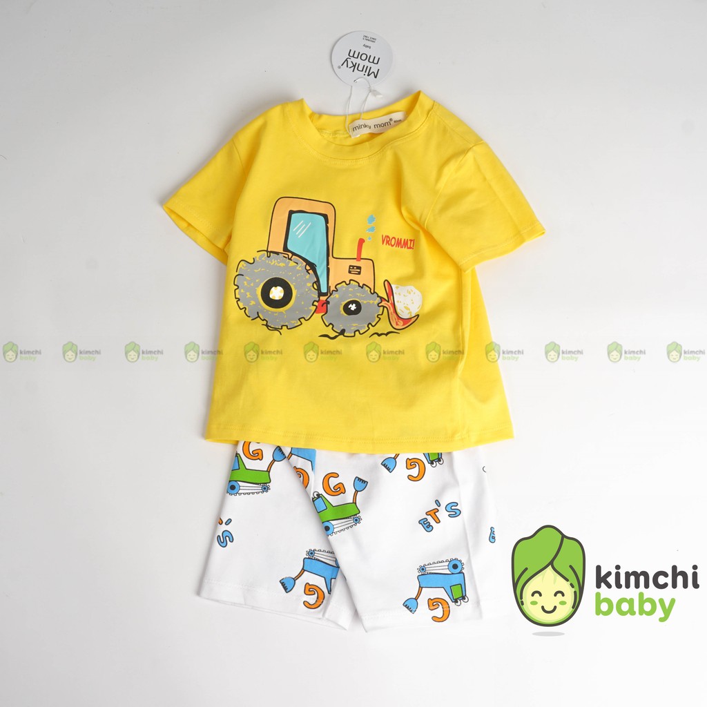 Đồ Bộ Bé Trai, Bé Gái Minky Mom Vải Cotton 100% Họa Tiết Iron Boy Ô Tô, Bộ Cộc Tay Cho Bé Mặc Hè Thoáng Mát MKM2138