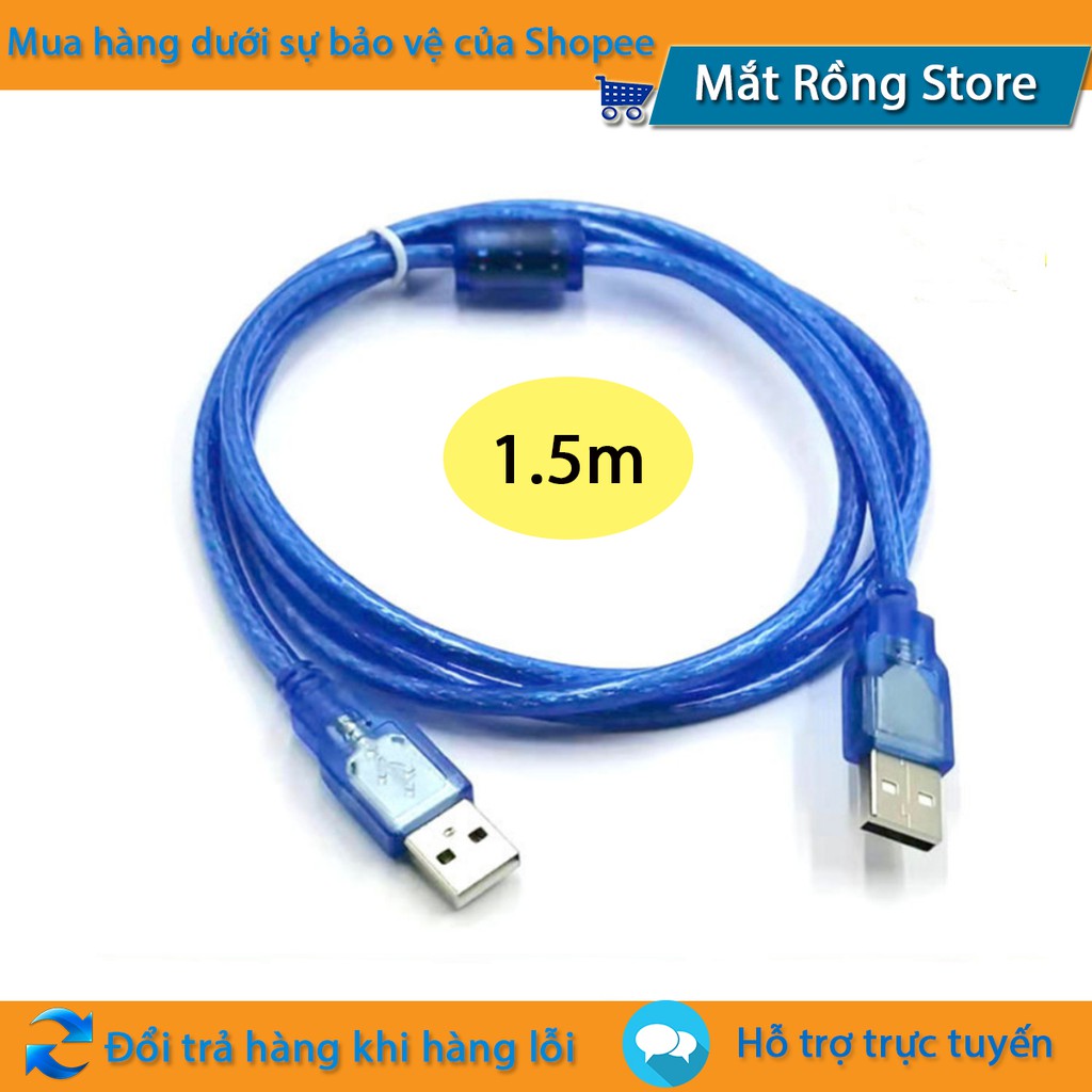 Cable USB 2 đầu màu xanh chống nhiễu loại tốt - 1.5m