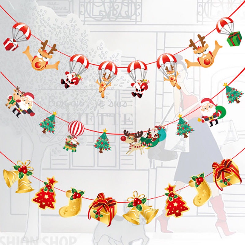 Dây Cờ Treo Trang Trí Giáng Sinh 2.5M Hình Ông Già Noel / Người Tuyết