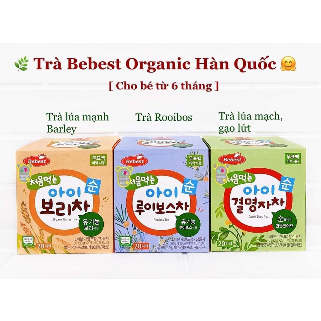 Trà Hữu Cơ Bebest Hàn Quốc Cho Bé Từ 6 Tháng Tuổi Vị Lúa Mạch Hồng Trà Quyết Minh Tử Chống Tưa Lưỡi