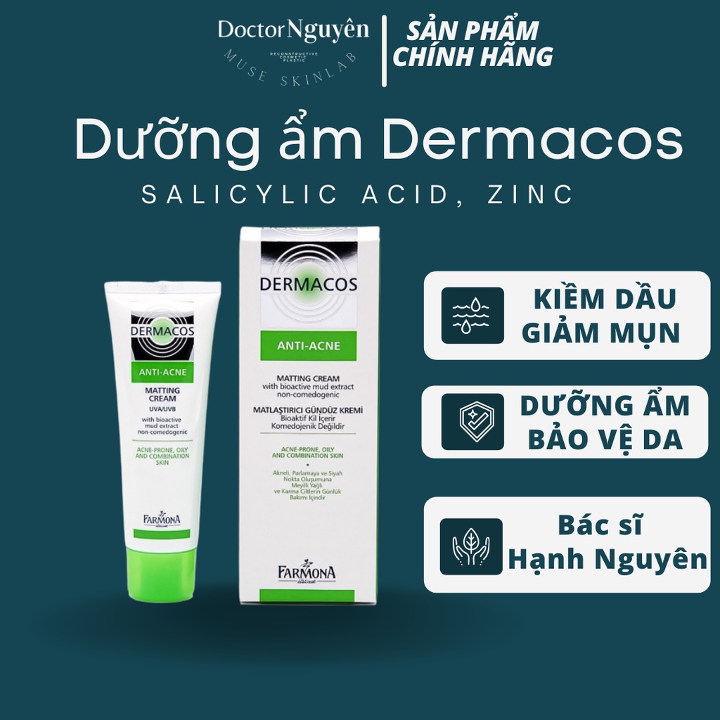 Kem Dưỡng Kiềm Dầu Giảm Mụn Dermacos Anti Acne Matting Cream (50ml)