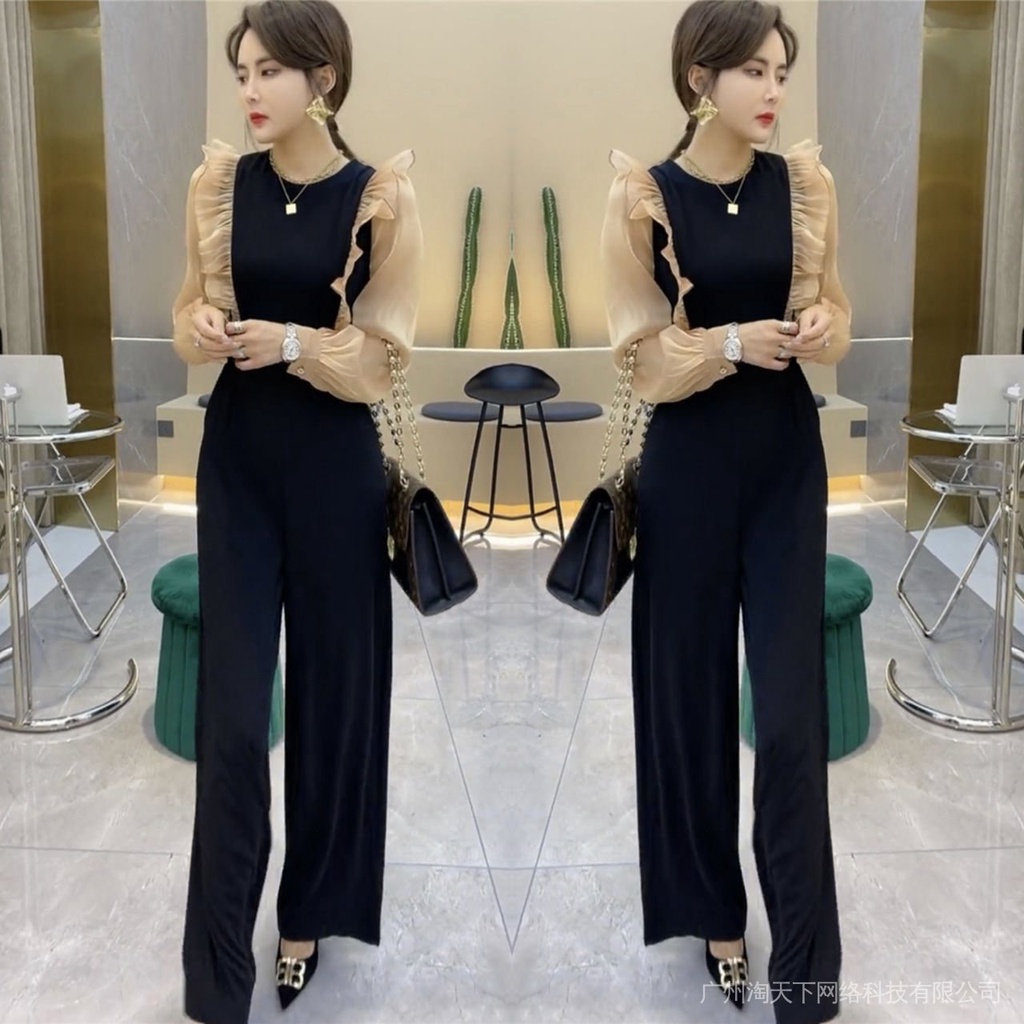 Jumpsuit Ống Rộng 2022 Thời Trang Mùa Xuân Phong Cách Mới Cho Nữ