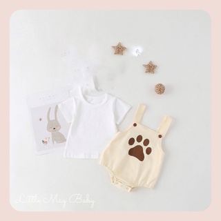 Bodysuit cho bé trai bé gái body sơ sinh hình dấu chân chất liệu cotton co giãn 1,2,3 tuổi Little May