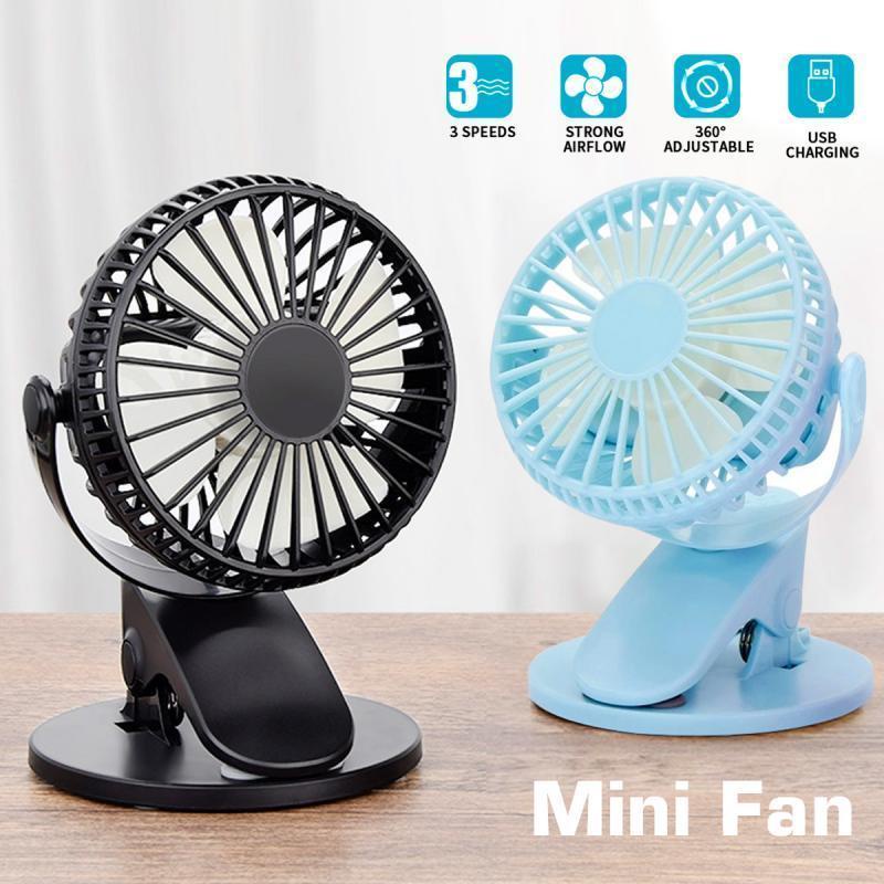 Quạt FONKEN USB mini 3 tốc độ tùy chỉnh có kẹp và đế đỡ xoay 360 độ tiện dụng