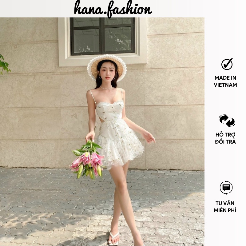Váy dự tiệc đầm nữ 2 dây màu trắng cúp ngực khoét eo dáng xòe kèm áo khoác cardigan sang chảnh đi đám cưới đi chơi
