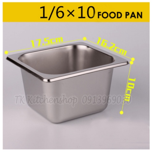 Khay inox 1/6 đựng topping,thạch,thực phẩm có nắp hoặc không nắp HÀNG DÀY LOẠI 1, inox không nhiễm từ an toàn thực phẩm