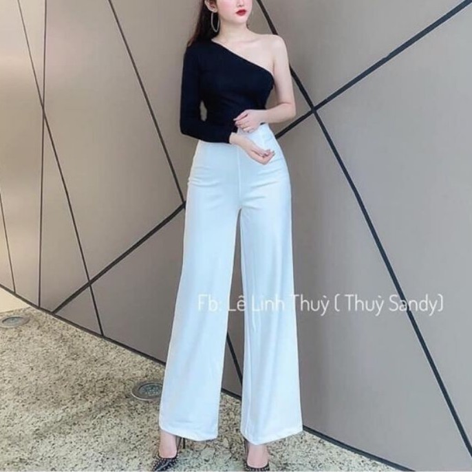 Quần ống rộng lưng cao khóa sườn dáng dài vải tuyết mưa vitex quần tây ống suông | BigBuy360 - bigbuy360.vn