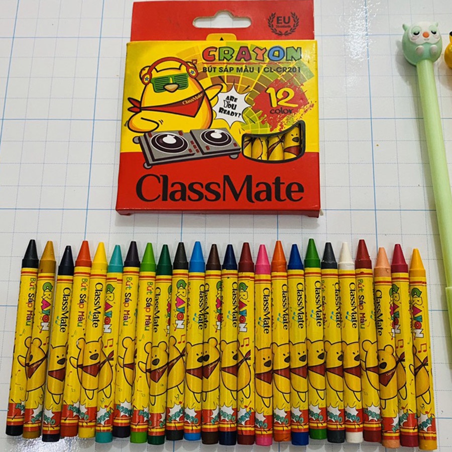 Bút màu sáp hữu cơ cho bé 12/ 18/ 24 màu - Classmate - Hộp giấy-  Bút màu hữu cơ không bẩn tay - HOKAMI STORE