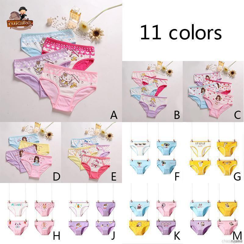 Bộ 4 Quần Lót Cotton In Hình Cáo Hoạt Hình 11 Kiểu Cho Bé Gái